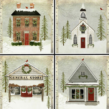 Winter Houses Coaster Set - 42122CS