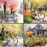 Bicycle Floral Baskets Coaster Set - 42127CS