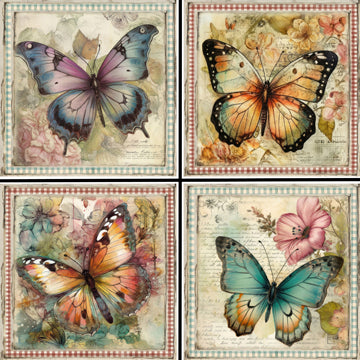 Rustic Butterflies Coaster Set - 42139CS