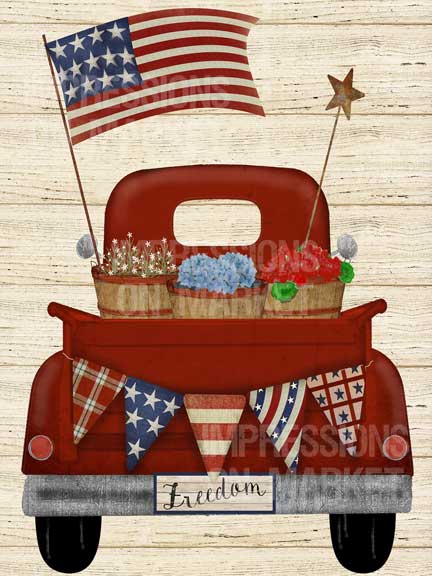 Patriotic Red Truck - 7945